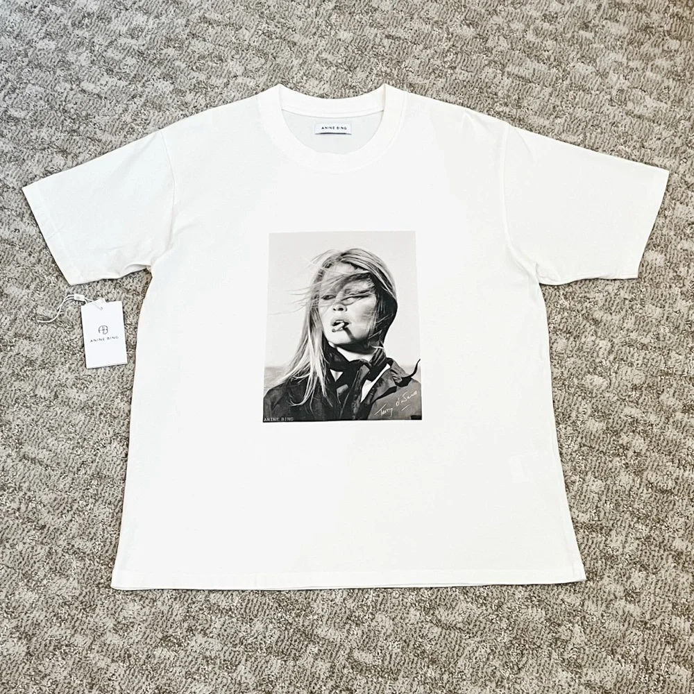 Anine Bing Ida Tee AB x Terry O’Neil—Brigitte Bardot Organic White Tee Large - Picture 2 of 12